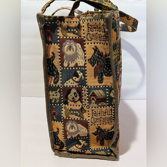 VTG Tapestry Purse Tote Bag "Faithful Companion" Scotty Dog Print Puppies Canine - Picture 6 of 9